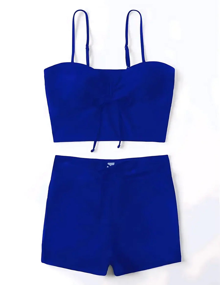 Biquíni Cropped Shorts Cintura Alta Azul - Midnight Charm