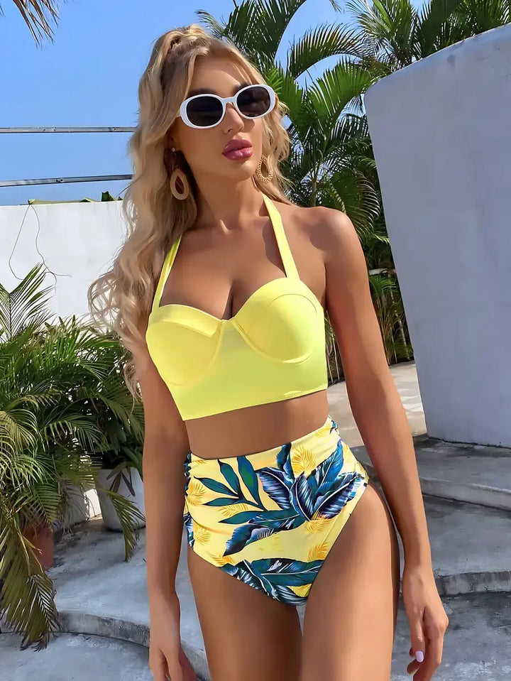 Biquíni Hot Pants Cintura Alta Amarelo