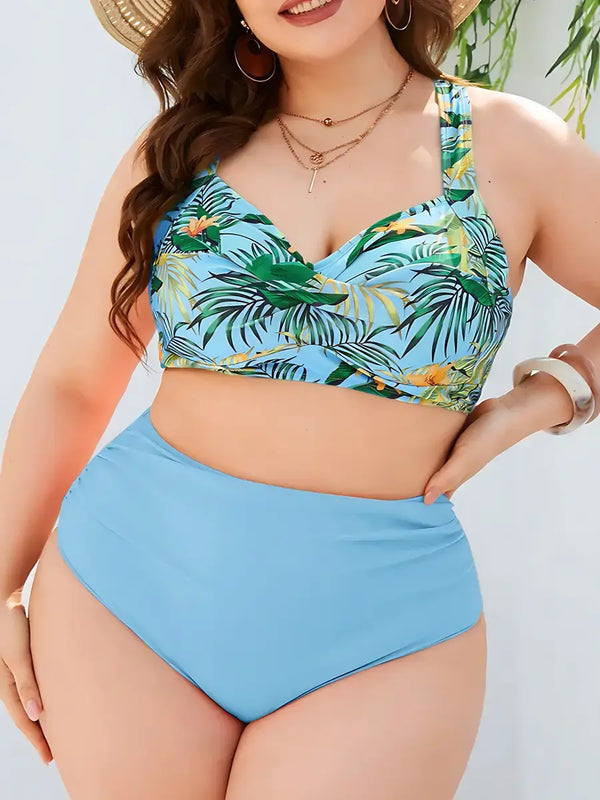 Biquíni Plus Size Hot Pants Cintura Alta Com Cropped